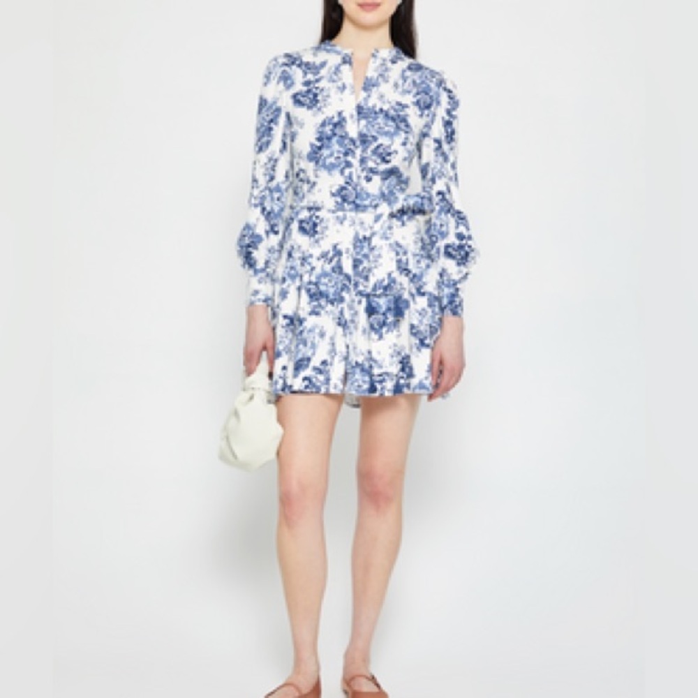 Few moda opt Blue and White London dress in blue toile floral